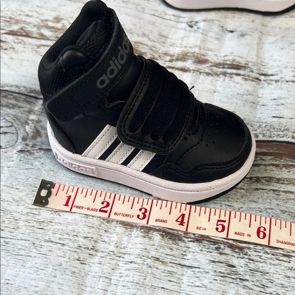 Adidas Hoops Mid 3.0 AC I Toddler Sneakers - Black/White - Size 4K